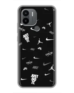 Чехол для Xiaomi Poco C50 с картинкой «Nike Black Pattern»