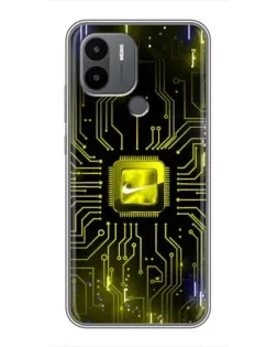 Чехол для Xiaomi Poco C50 с картинкой «Nike — золотая искра»