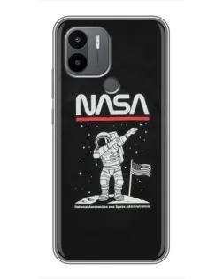 Чехол для Xiaomi Poco C50 с картинкой «NASA — шагаем по Луне»