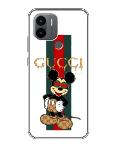 Чехол для Xiaomi Poco C50 с картинкой «Микки Маус Gucci — полосы»