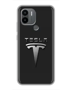 Чехол для Xiaomi Poco C50 с картинкой «Стальной логотип Tesla»