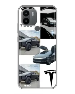 Чехол для Xiaomi Poco C50 с картинкой «Коллаж Cybertruck Tesla»