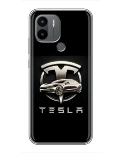 Чехол для Xiaomi Poco C50 с картинкой «Tesla — серебристое авто»