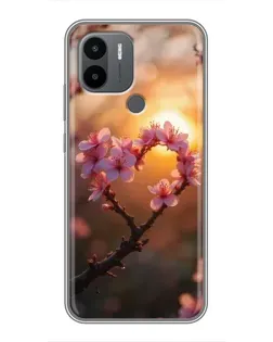 Чохол для Xiaomi Poco C50 з картинкою «Рожевий цвіт  сердечко на тлі заходу»