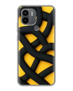 Чехол для Xiaomi Poco C50 с картинкой «Черное желтое переплетение»