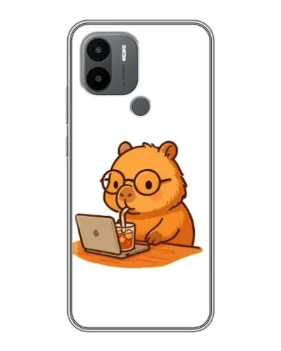 Чехол для Xiaomi Poco C50 с картинкой «Капибара с ноутбуком»