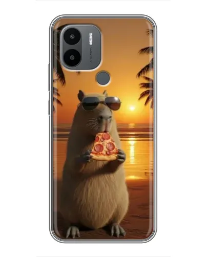 Чехол для Xiaomi Poco C50 с картинкой «Капибара с пиццей»