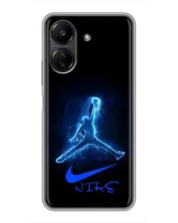 Чехол для Xiaomi POCO C65 с картинкой «Jordan Neon Blue»