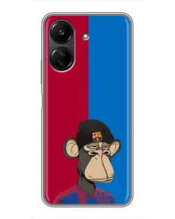 Чохол для Xiaomi POCO C65 з картинкою «Bored Ape — фанат Барси»
