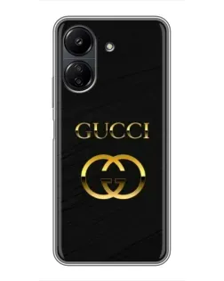 Чехол для Xiaomi POCO C65 с картинкой «Золотой логотип Gucci»