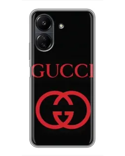 Чехол для Xiaomi POCO C65 с картинкой «Gucci — красный логотип»