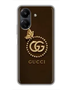 Чехол для Xiaomi POCO C65 с картинкой «Gucci — золотая бабочка»