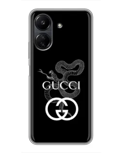 Чехол для Xiaomi POCO C65 с картинкой «Gucci — серебряная змея»