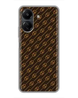 Чехол для Xiaomi POCO C65 с картинкой «Gucci — золотые диагонали»