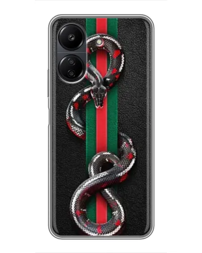 Чехол для Xiaomi POCO C65 с картинкой «Gucci — змея на полосе» Чехол для Xiaomi POCO C65 с картинкой «Gucci — змея на полосе»