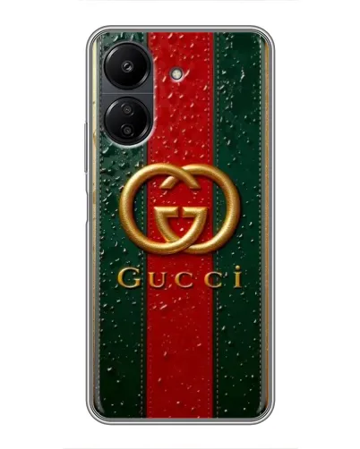 Чехол для Xiaomi POCO C65 с картинкой «Gucci — фирменная полоса и золото» Чехол для Xiaomi POCO C65 с картинкой «Gucci — фирменная полоса и золото»