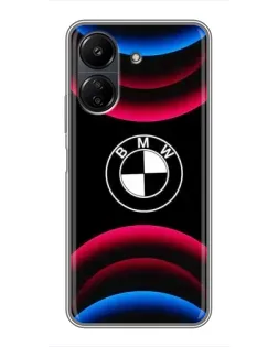 Чохол для Xiaomi POCO C65 з картинкою «Логотип BMW та неонові дуги»