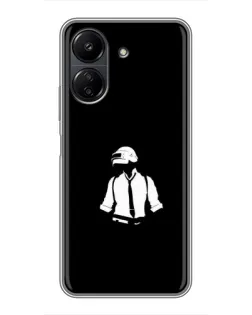 Чохол для Xiaomi POCO C65 з картинкою «PUBG — білий шолом»