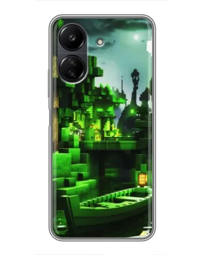 Чохол для Xiaomi POCO C65 з картинкою «Minecraft лісовий пейзаж»