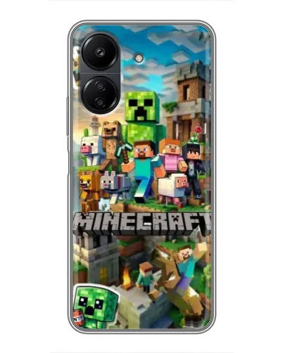 Чохол для Xiaomi POCO C65 з картинкою «Замок Minecraft»