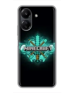 Чохол для Xiaomi POCO C65 з картинкою «Minecraft Diamond лого»
