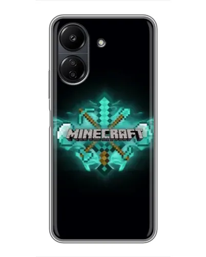 Чохол для Xiaomi POCO C65 з картинкою «Minecraft Diamond лого»