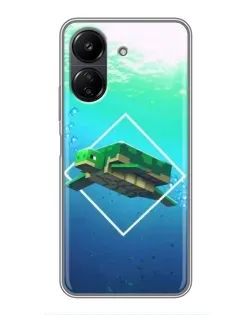 Чохол для Xiaomi POCO C65 з картинкою «Черепаха Minecraft»