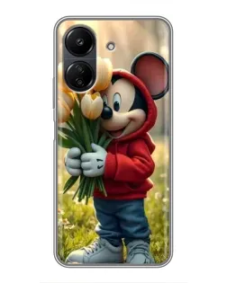 Чохол для Xiaomi POCO C65 з картинкою «Міккі з тюльпанами»