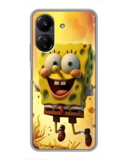 Чохол для Xiaomi POCO C65 з картинкою «Губка Боб стрибає»