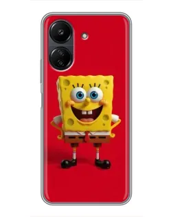 Чохол для Xiaomi POCO C65 з картинкою «Спанч Боб на червоному»
