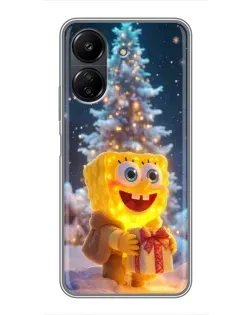 Чохол для Xiaomi POCO C65 з картинкою «Різдвяний Спанч Боб»