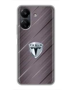 Чохол для Xiaomi POCO C65 з картинкою «Металева текстура Tesla»