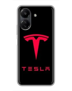 Чохол для Xiaomi POCO C65 з картинкою «Tesla Red Logo»