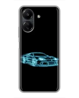Чохол для Xiaomi POCO C65 з картинкою «Неоновий контур Lamborghini»