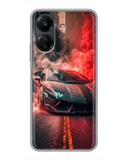 Чохол для Xiaomi POCO C65 з картинкою «Lamborghini червоний дим»