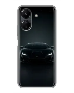 Чохол для Xiaomi POCO C65 з картинкою «Чорний Lamborghini Aventador»