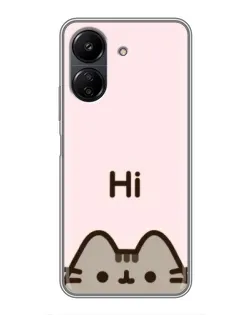 Чохол для Xiaomi POCO C65 з картинкою «Пушин каже Hi»