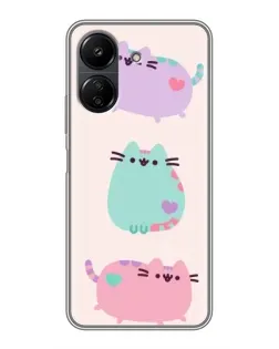 Чохол для Xiaomi POCO C65 з картинкою «Pusheen тріо»