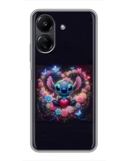 Чохол для Xiaomi POCO C65 з картинкою «Stitch у квітах»