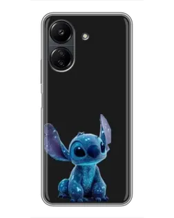 Чехол для Xiaomi POCO C65 с картинкой «Стич на черном»