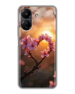 Чохол для Xiaomi POCO C65 з картинкою «Рожевий цвіт сердечко на тлі заходу» Чохол для Xiaomi POCO C65 з картинкою «Рожевий цвіт сердечко на тлі заходу»