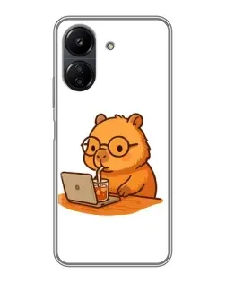 Чохол для Xiaomi POCO C65 з картинкою «Капібара з ноутбуком» Чохол для Xiaomi POCO C65 з картинкою «Капібара з ноутбуком»