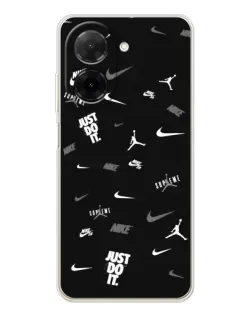 Чехол для Xiaomi Poco C71 с картинкой «Nike Black Pattern»