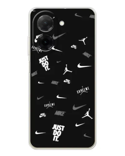 Чехол для Xiaomi Poco C71 с картинкой «Nike Black Pattern»