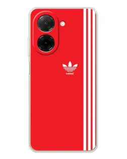 Чехол для Xiaomi Poco C71 с картинкой «Красный минимализм Adidas»
