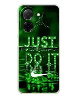 Чехол для Xiaomi Poco C71 с картинкой «Зеленый неоновый Nike»