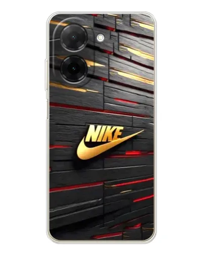 Чехол для Xiaomi Poco C71 с картинкой «Золотой Nike на металле»