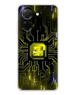 Чехол для Xiaomi Poco C71 с картинкой «Nike — золотая искра»
