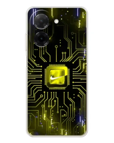 Чехол для Xiaomi Poco C71 с картинкой «Nike — золотая искра»