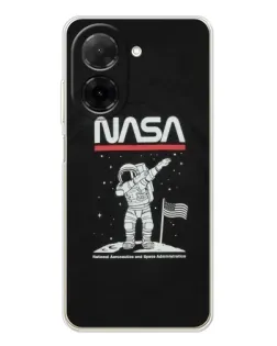 Чехол для Xiaomi Poco C71 с картинкой «NASA — шагаем по Луне»